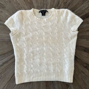Ralph Lauren Cashmere Cap Sleeve / Short Sleeve Cable Knit Sweater